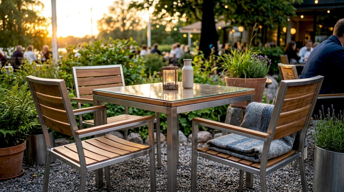Uteplats med tåliga stolar och härligt dagsljus